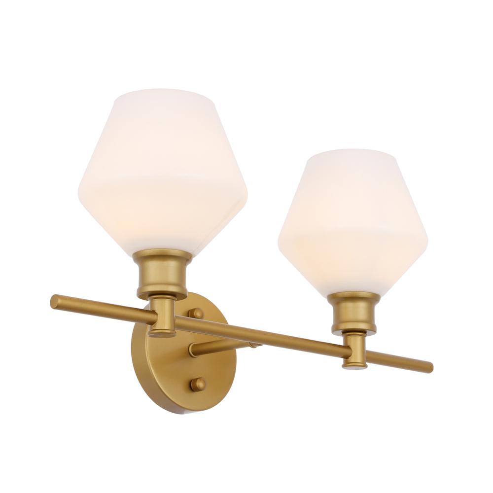 Gene 2 light Brass and Frosted white glass Wall sconce. Picture 7