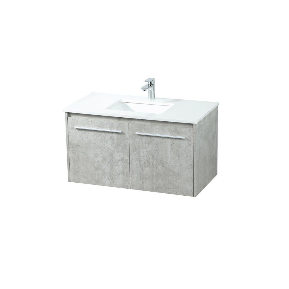 36 Inch Single Bathroom Vanity In Concrete Grey. Picture 9