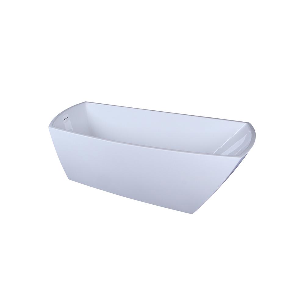 72 inch soaking single slipper rectangular bathtub in glossy white. Picture 8