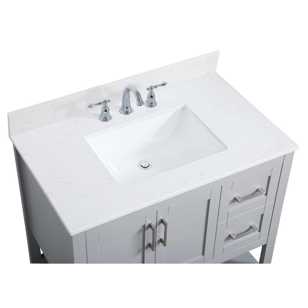 36 inch Single Bathroom Vanity in Grey with Backsplash. Picture 11