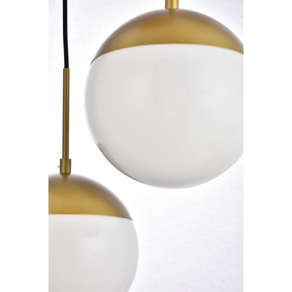 Eclipse 3 Lights Brass Pendant With Frosted White Glass. Picture 4