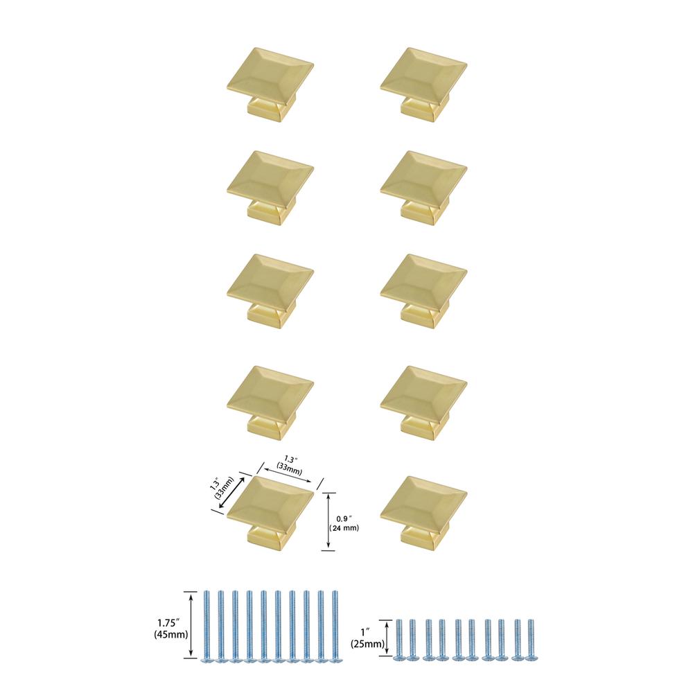 Cecil 1.3" Brushed Gold Square Knob Multipack (Set of 10). Picture 5