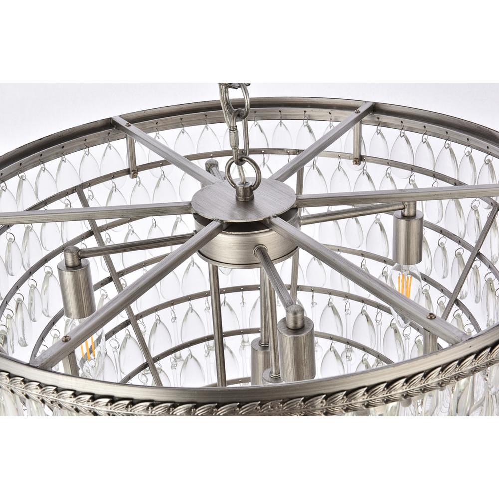 Nordic 7 light antique silver Chandelier Clear Royal Cut Crystal. Picture 4