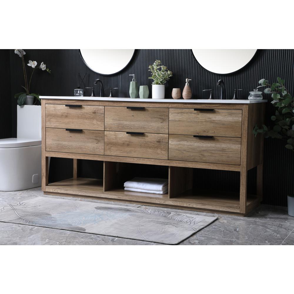 72 Inch Double Bathroom Vanity In Natural Oak. Picture 2