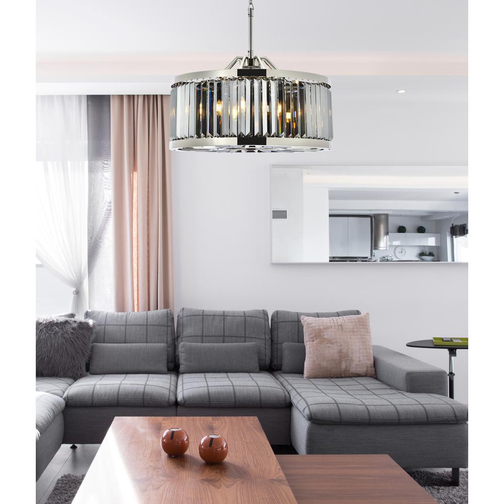 Chelsea 8 light polished nickel Chandelier Silver Shade (Grey) Royal Cut Crystal. Picture 8