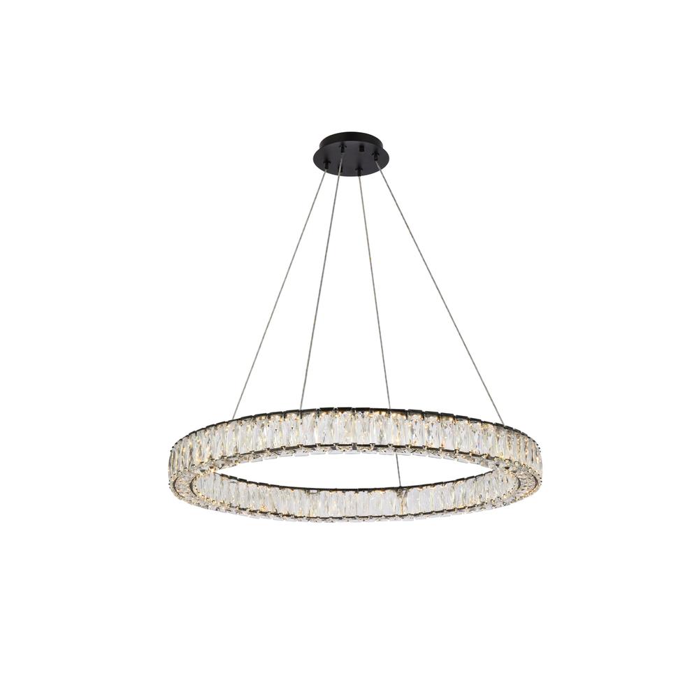 Monroe 31 inch LED round Single pendant in black. Picture 1