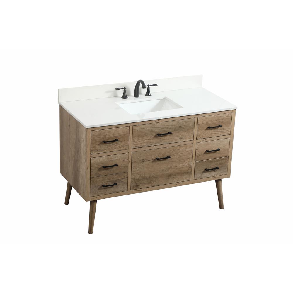 48 inch Single bathroom vanity in natural oak with backsplash. Picture 8