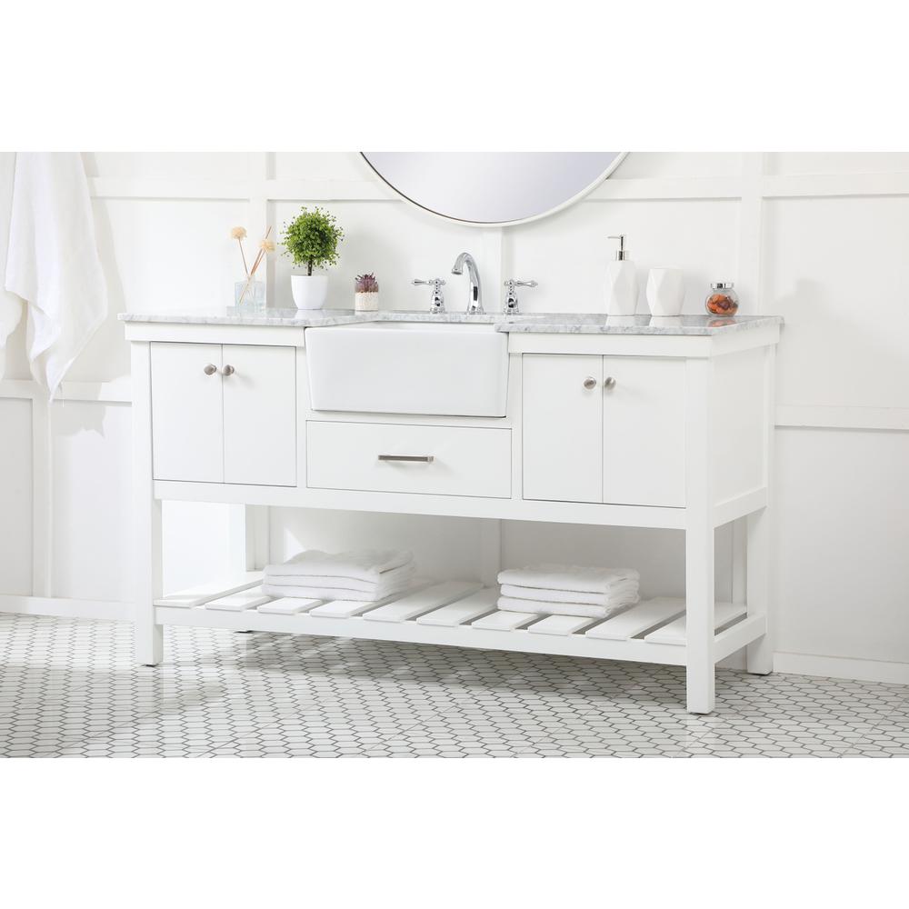 60 inch Single bathroom vanity in white. Picture 2