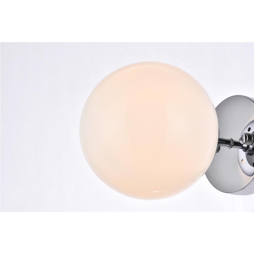 Mimi six inch dual flush mount and bath sconce in chrome with frosted glass. Picture 4