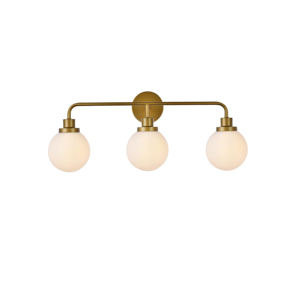 Hanson 3 lights bath sconce in brass with frosted shade. Picture 1