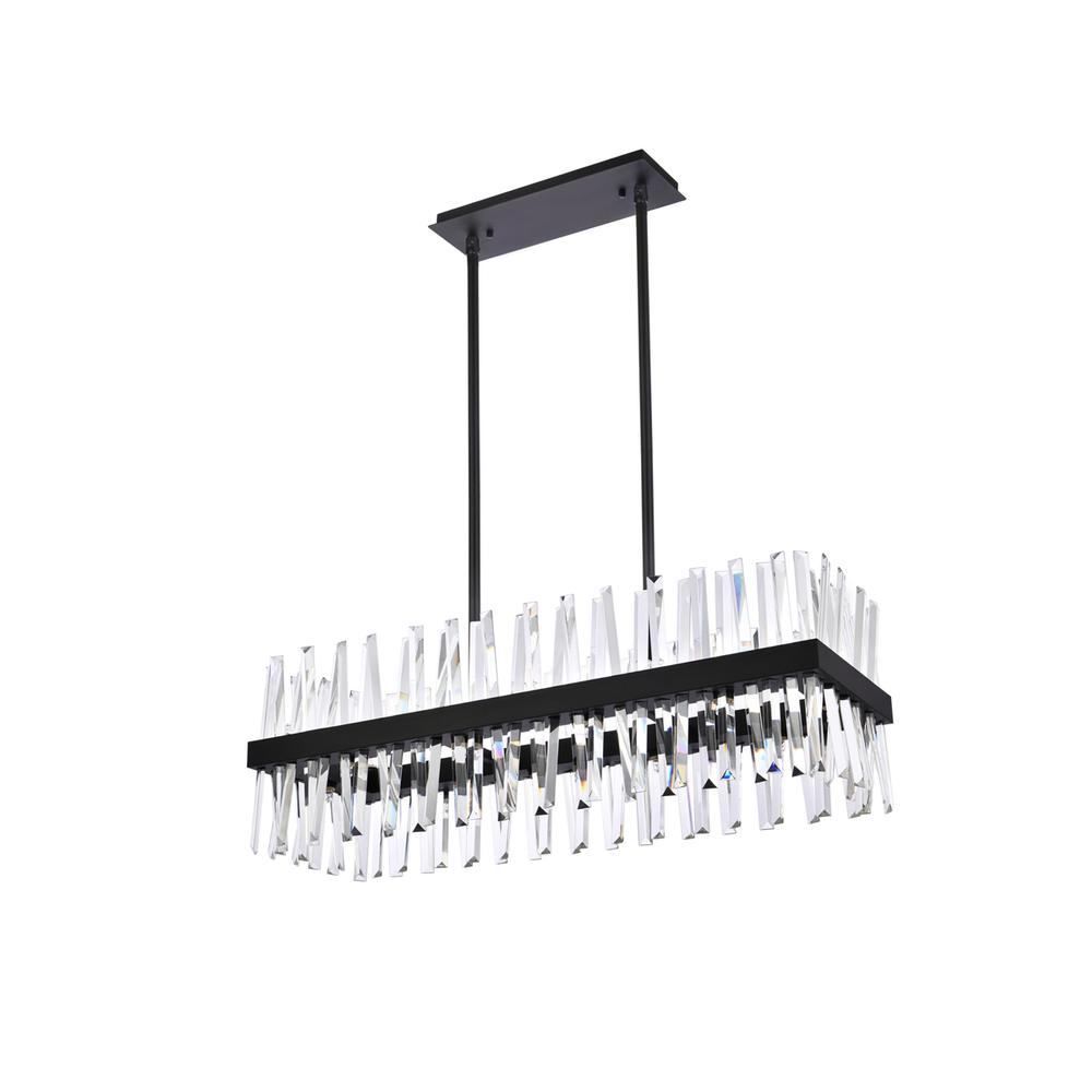 Serephina 36 inch crystal rectangle chandelier light in black. Picture 6