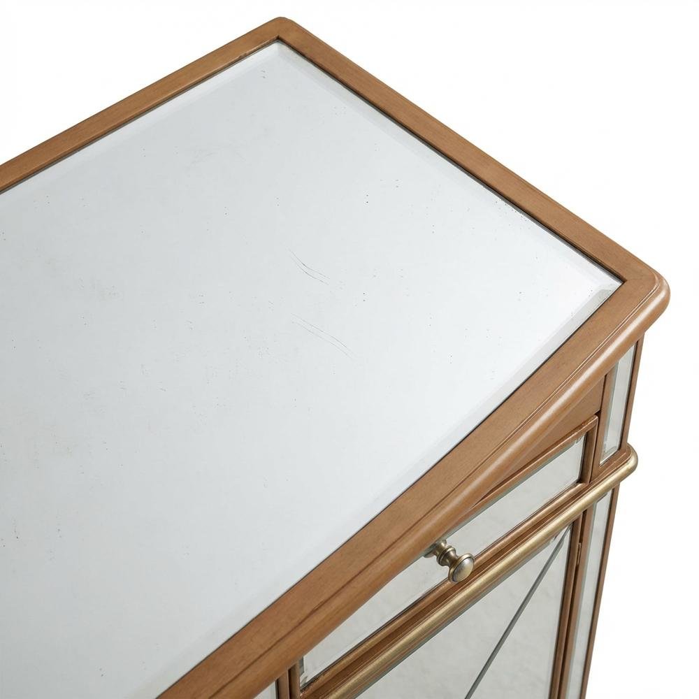 Gold mirrored credenza with sleek design and spacious storage. Picture 5