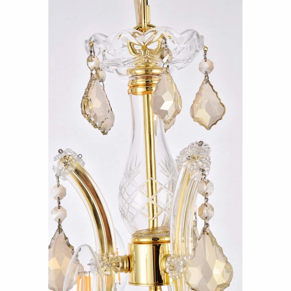 Maria Theresa 4 light Gold Pendant Golden Teak (Smoky) Royal Cut Crystal. Picture 5