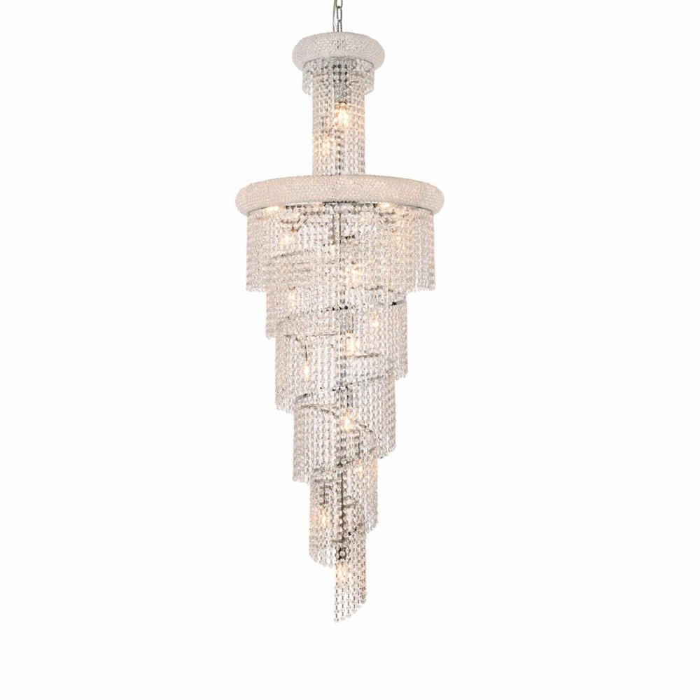 Spiral 22 light Chrome Chandelier Clear Royal Cut Crystal. Picture 3