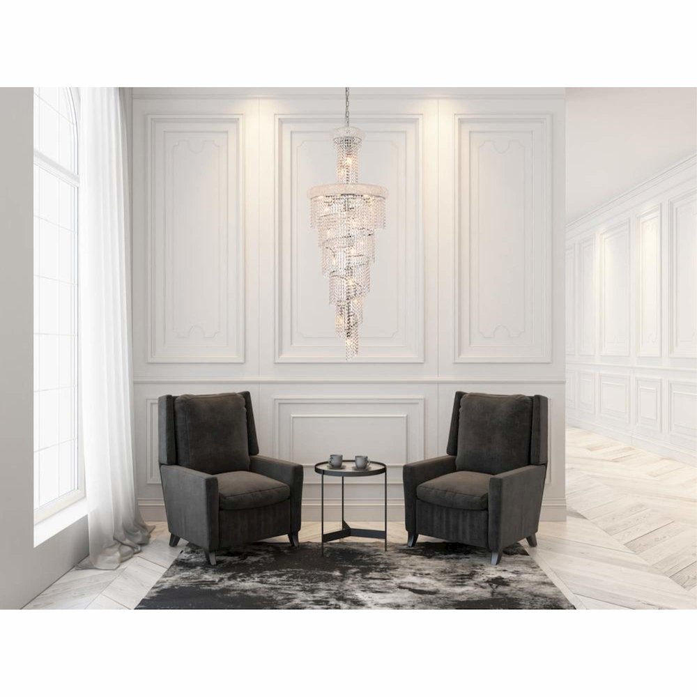 Spiral 22 light Chrome Chandelier Clear Royal Cut Crystal. Picture 6