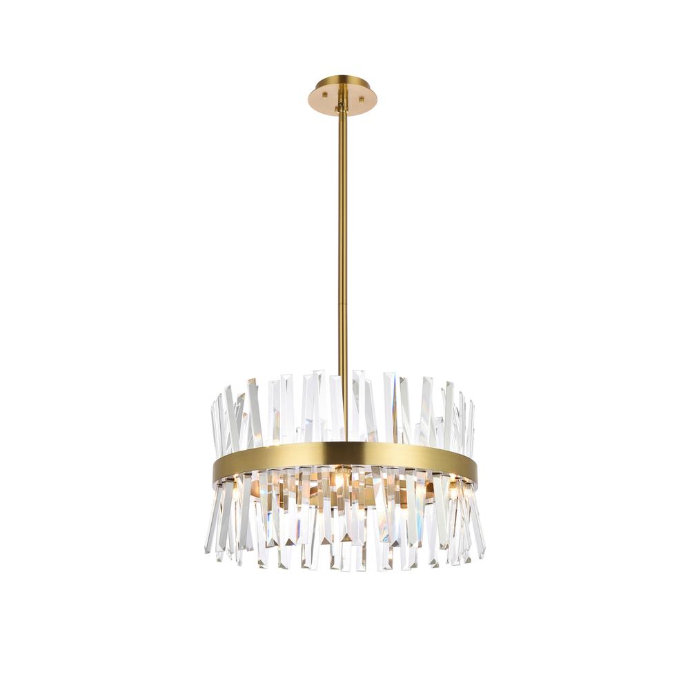 Serephina 20 inch crystal round pendant light in satin gold. Picture 1