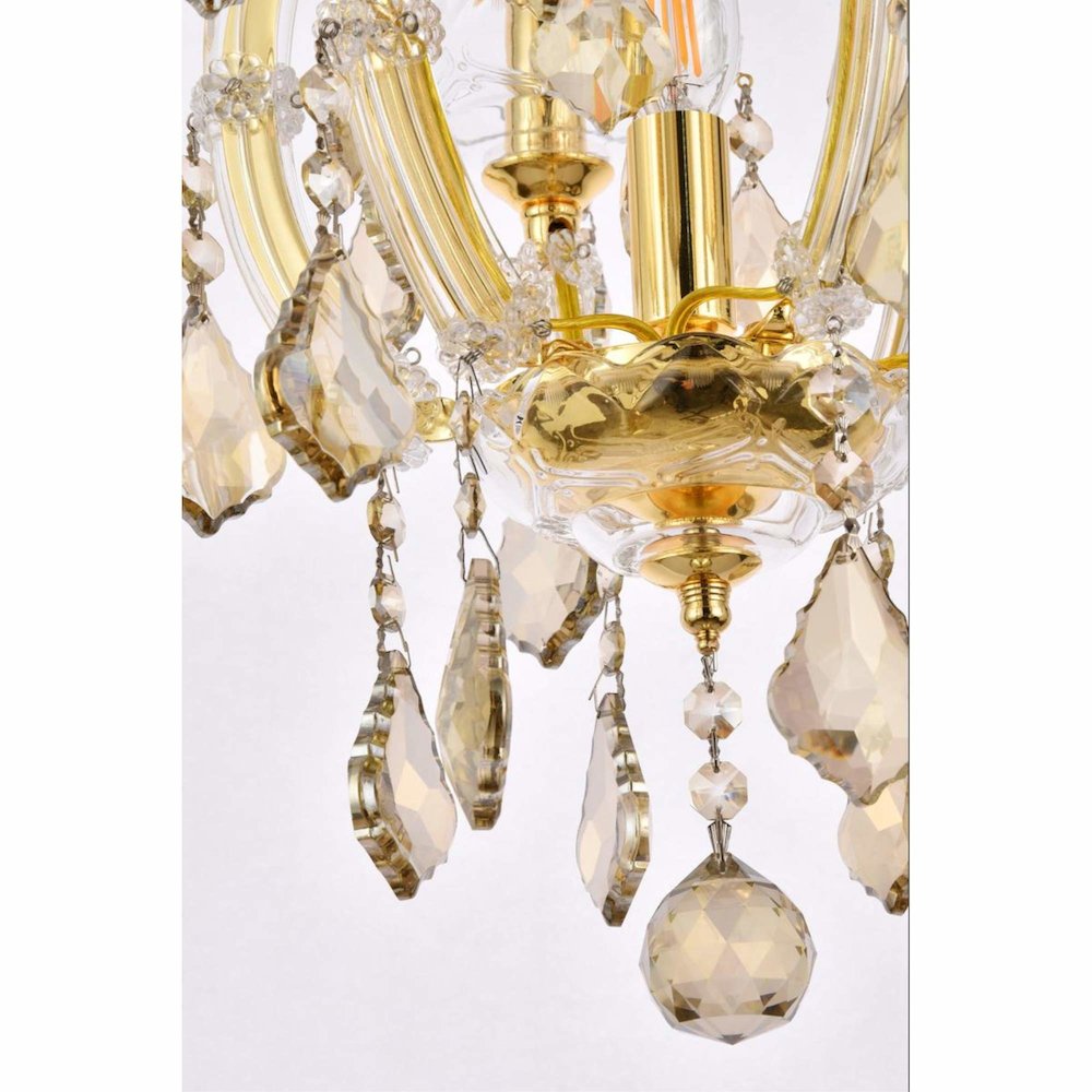 Maria Theresa 4 light Gold Pendant Golden Teak (Smoky) Royal Cut Crystal. Picture 4