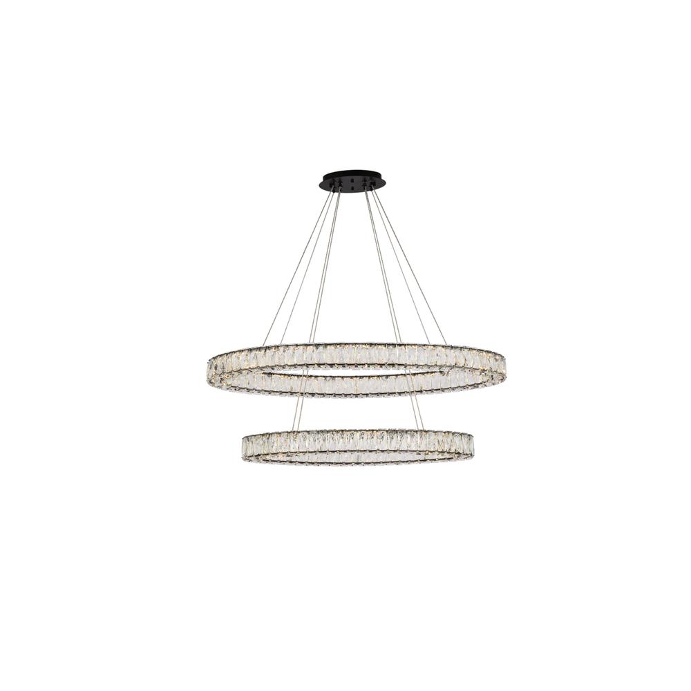 Monroe 40 inch LED oval double ring pendant in black. Picture 2