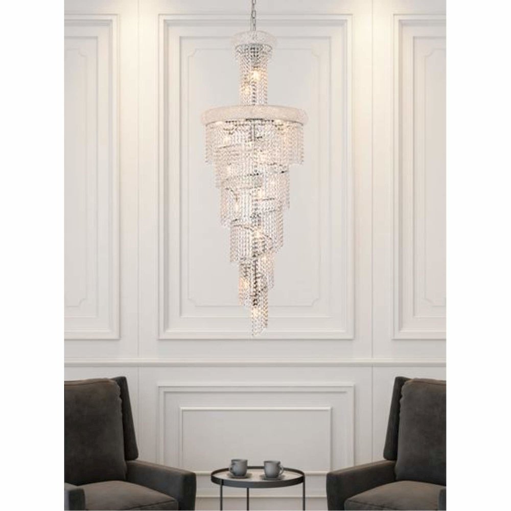 Spiral 22 light Chrome Chandelier Clear Royal Cut Crystal. Picture 8