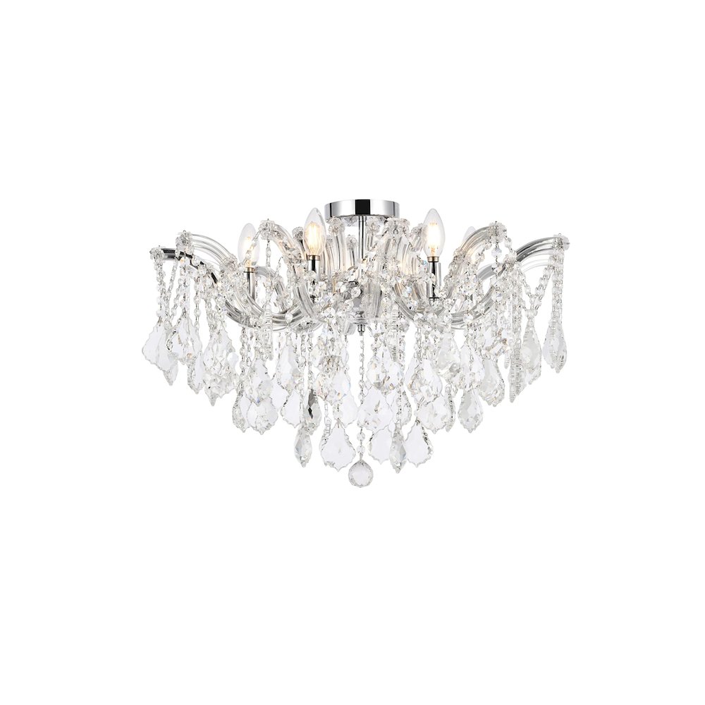 Maria Theresa 6 light Chrome Flush Mount Clear Royal Cut Crystal. Picture 1