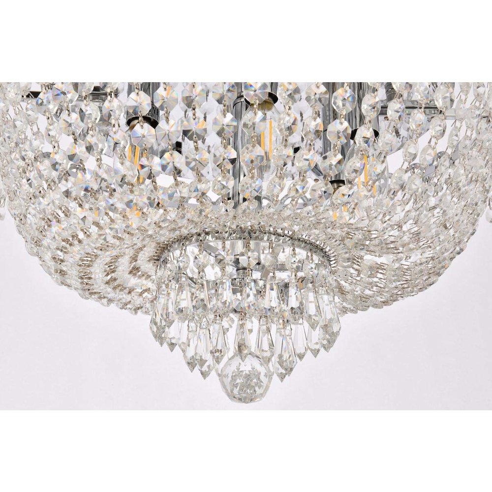 Century 6 light Chrome Flush Mount Clear Royal Cut Crystal. Picture 4
