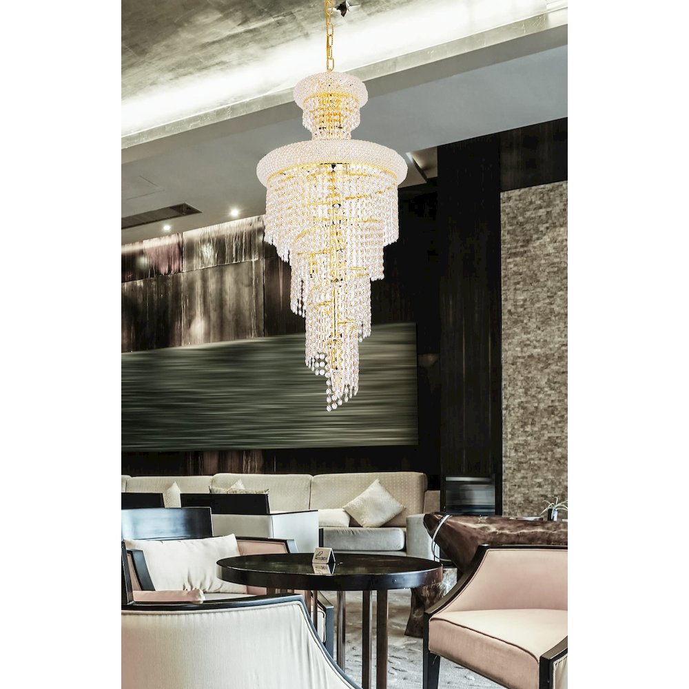 Spiral 10 light Chrome Pendant Clear Royal Cut Crystal. Picture 3