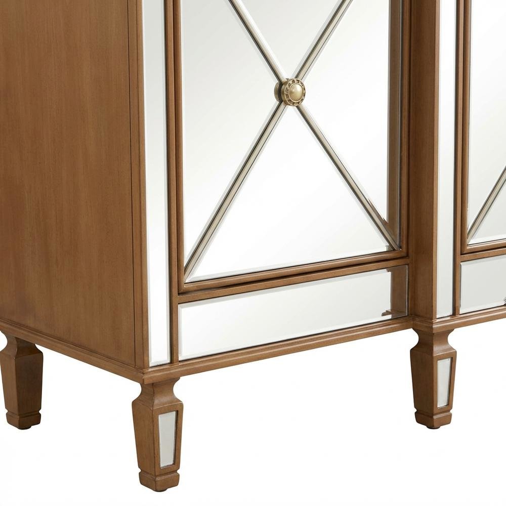 Gold mirrored credenza with sleek design and spacious storage. Picture 6