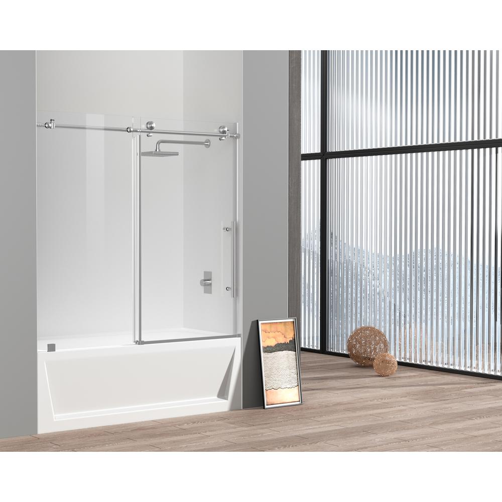 Frameless tub door 60 x 60 Brushed Nickel. Picture 2
