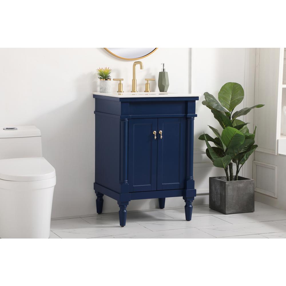 24 inch Single bathroom vanity in blue. Picture 2