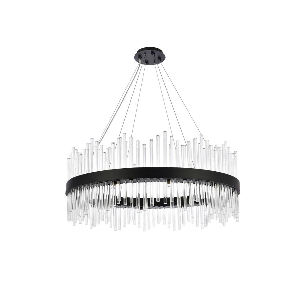 Dallas 36 inch round crystal pendant in black. Picture 6