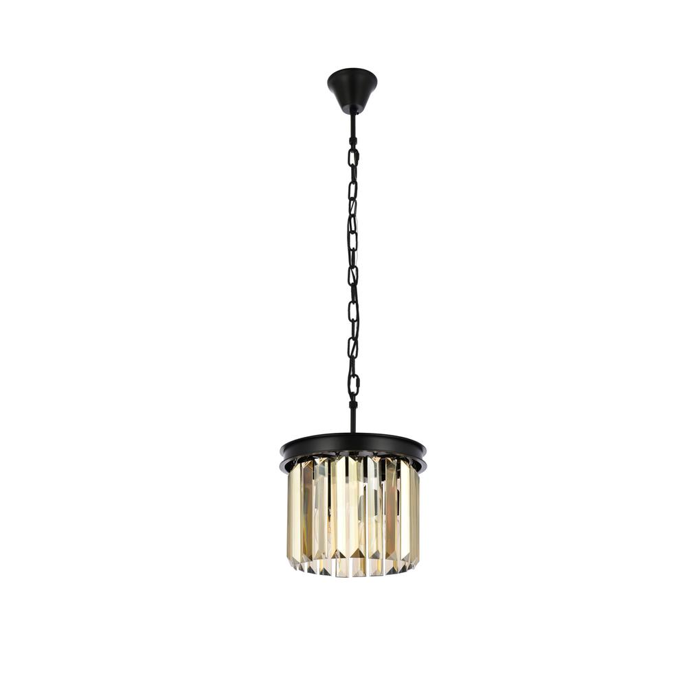 Sydney 3 light Matte Black Pendant Golden Teak (Smoky) Royal Cut Crystal. Picture 6