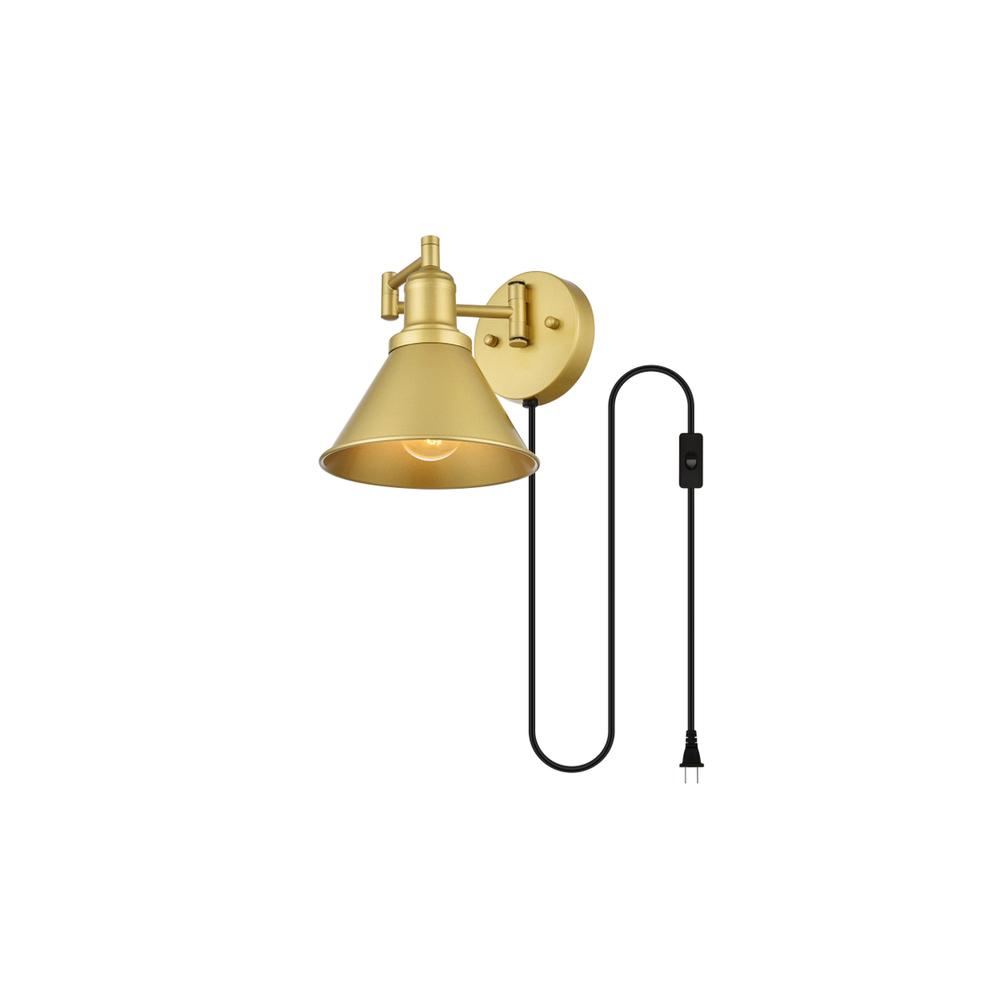 Jair 1 light Brass swing arm plug in wall sconce. Picture 2