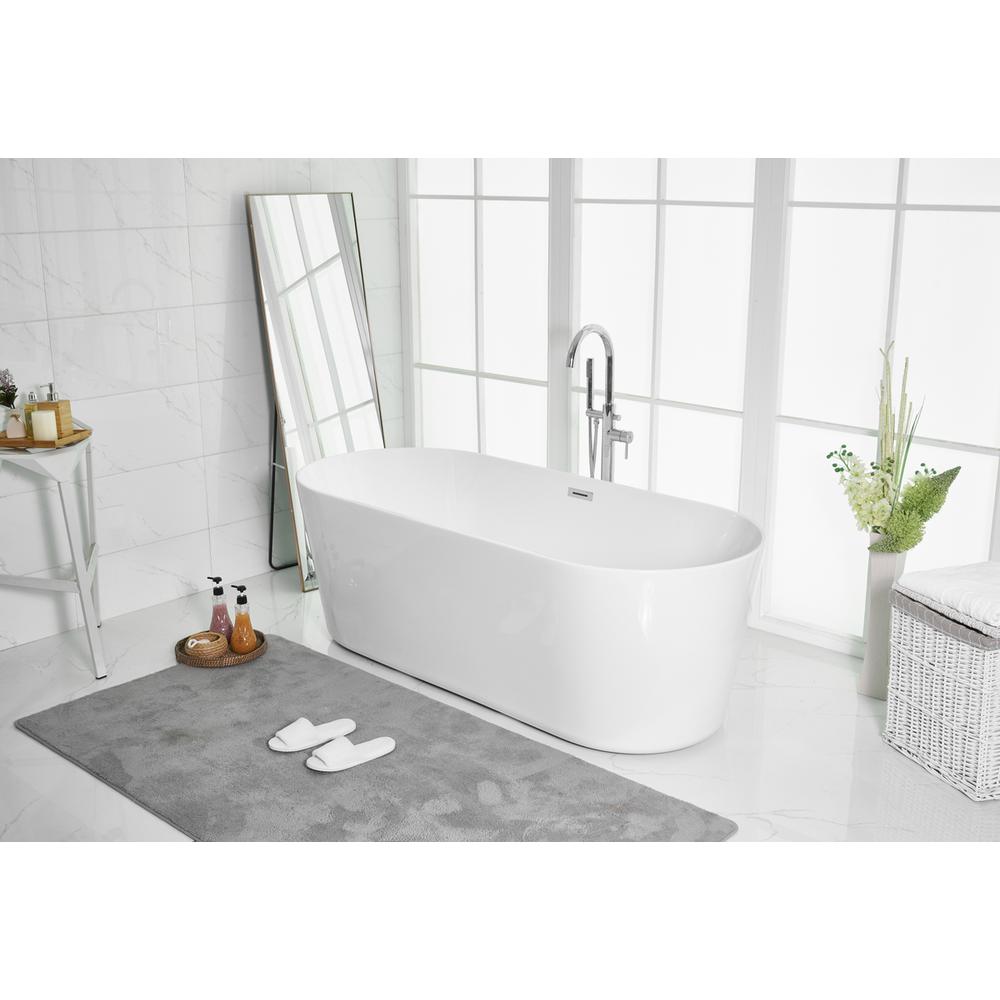 71 inch soaking roll top bathtub in glossy white. Picture 4