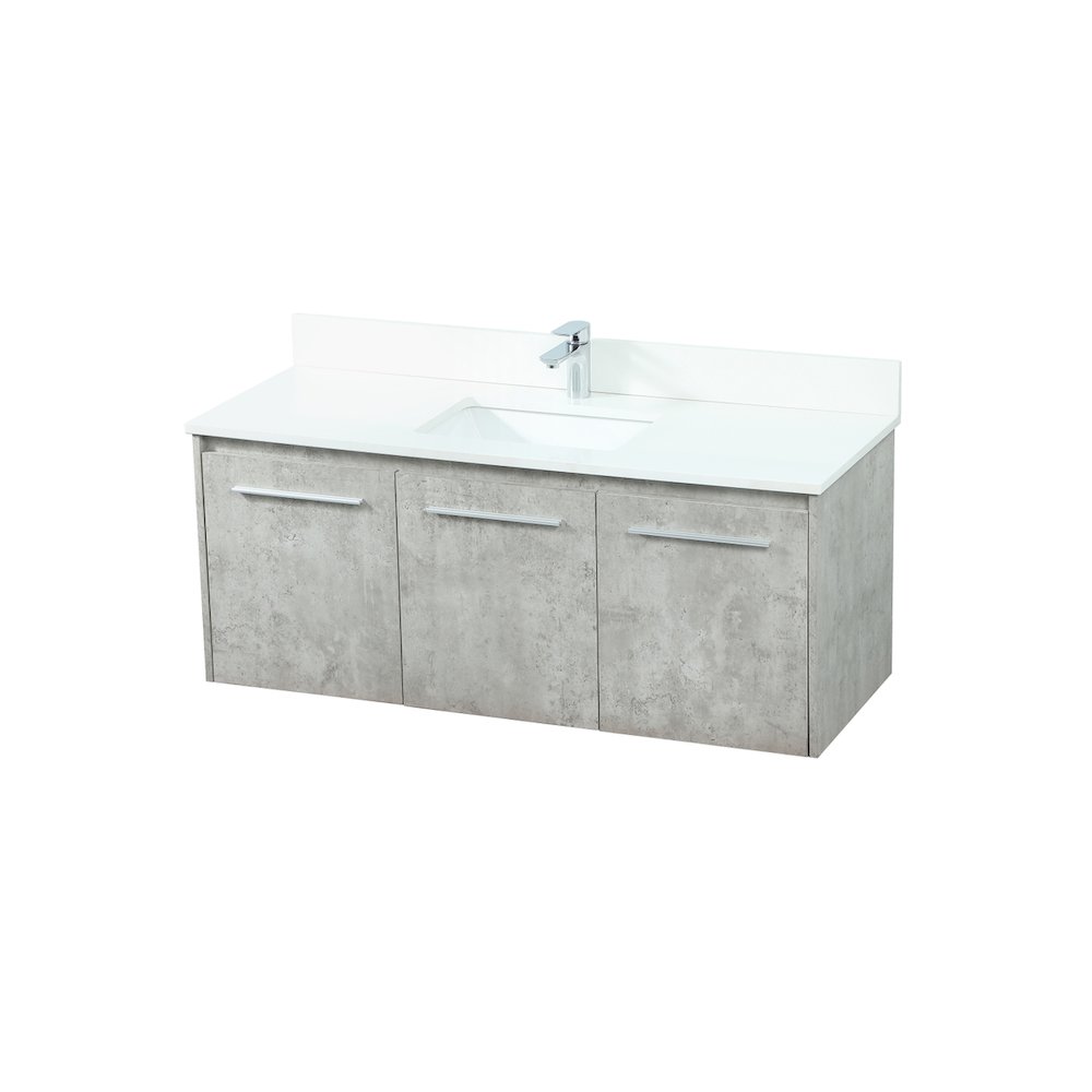 48 Inch Single Bathroom Vanity In Concrete Grey With Backsplash. Picture 9