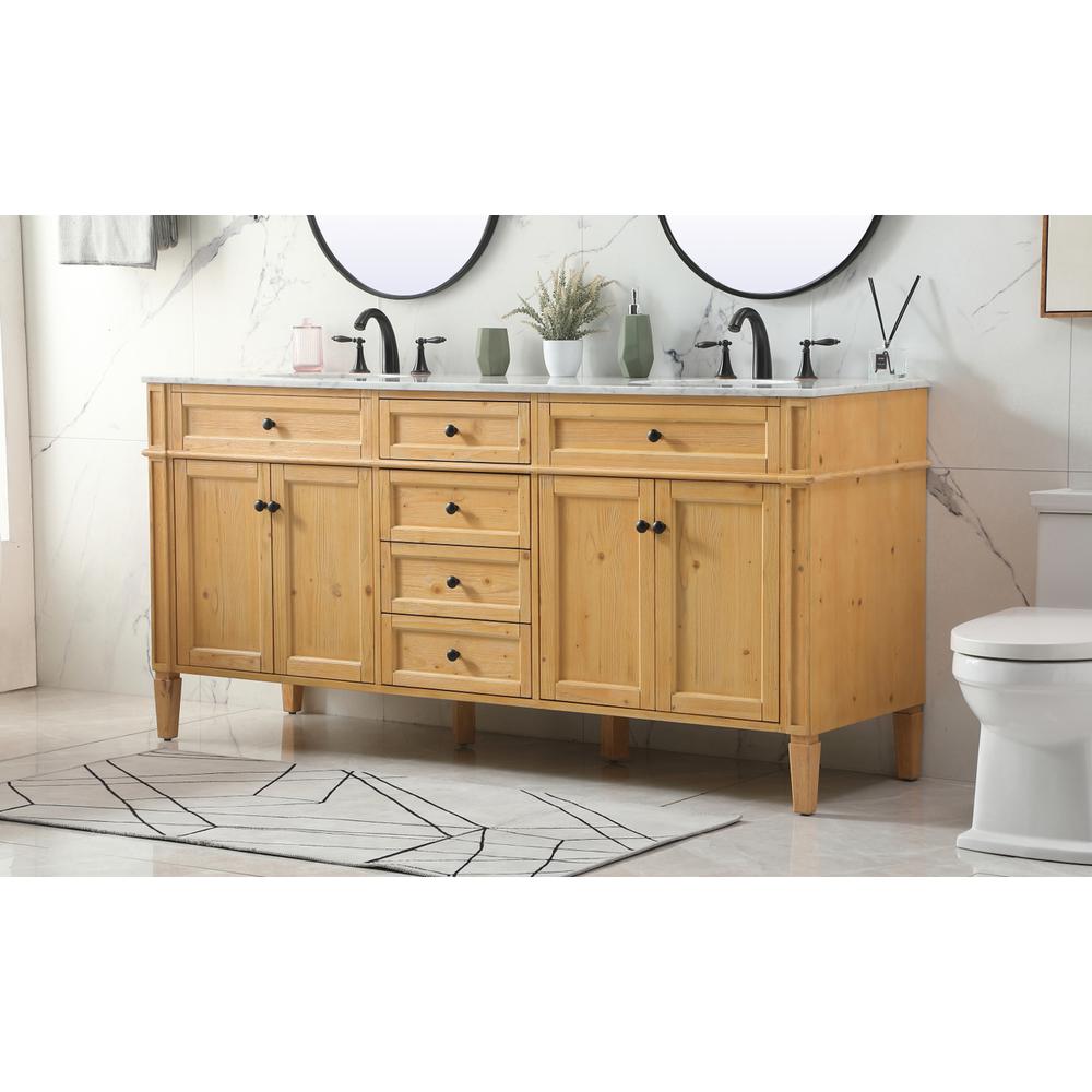 72 inch double bathroom vanity in natural wood. Picture 2