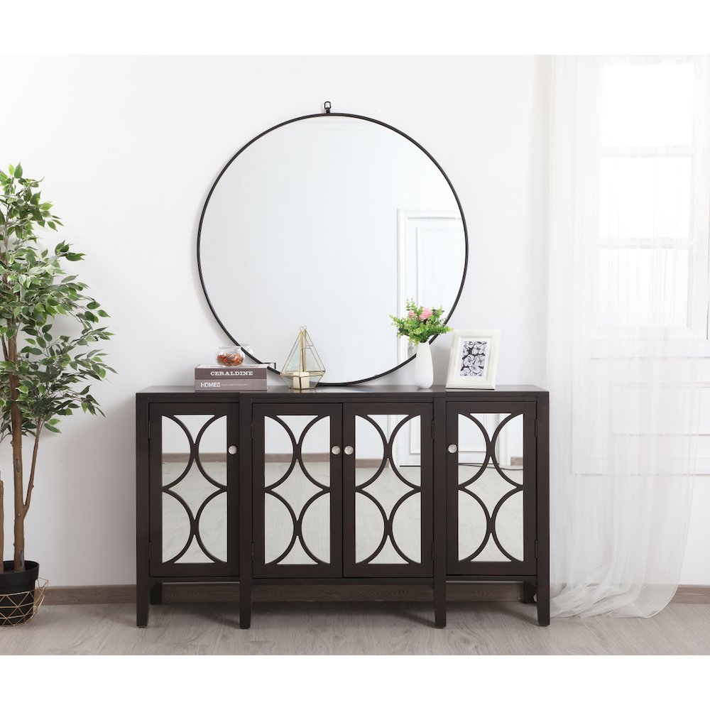 60 Inch Mirrored Credenza In Dark Walnut. Picture 2