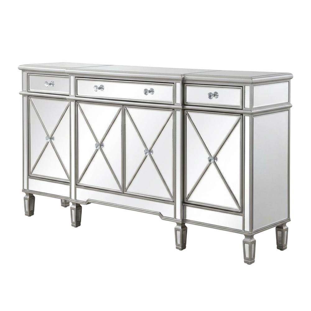 Silver mirrored credenza with spacious tabletop and elegant design. Picture 1