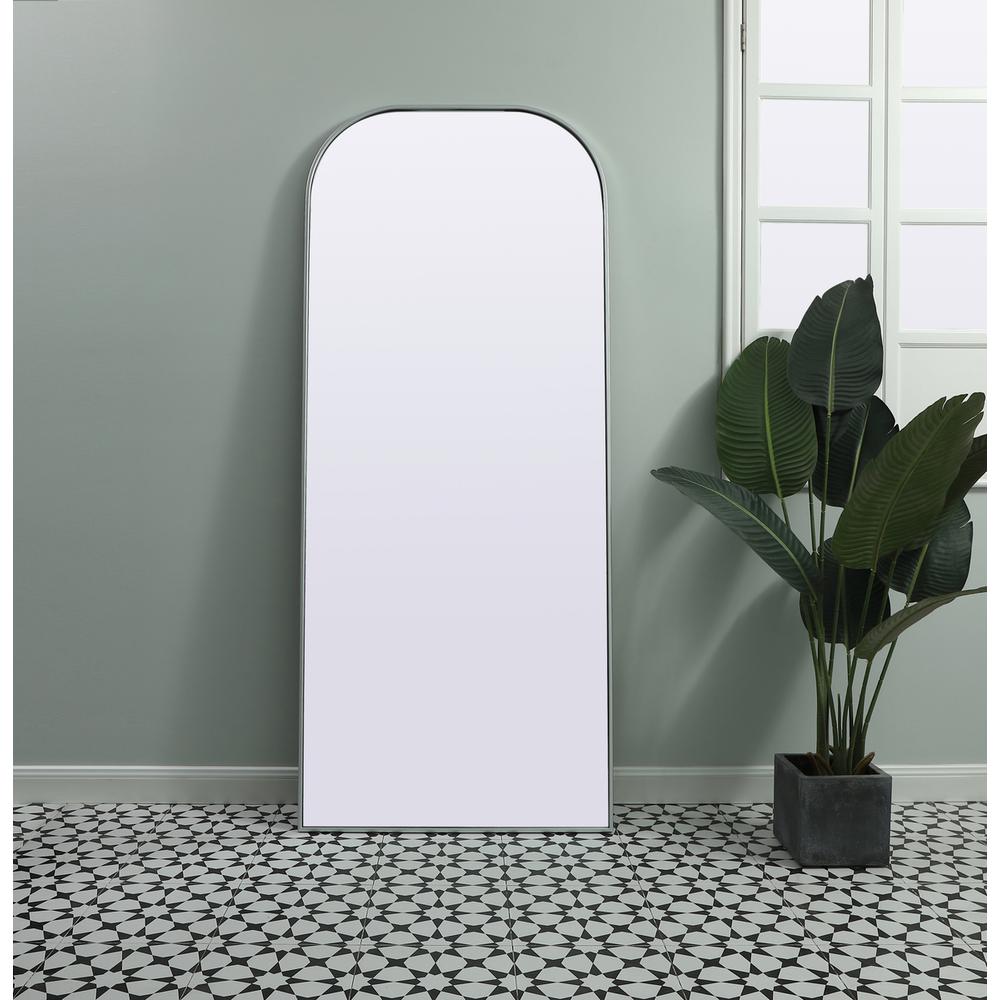 Metal Frame Arch Full Length Mirror 32x76 Inch in Silver. Picture 8