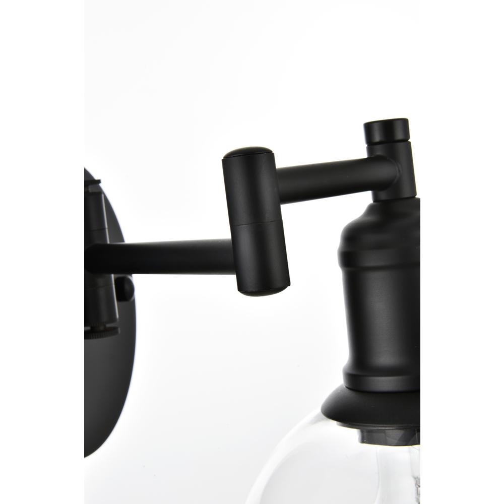 Caspian 1 light Black and Clear swing arm plug in wall sconce. Picture 4