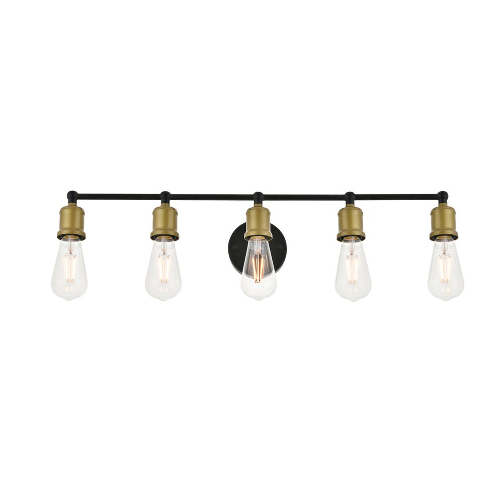 Serif 5 light brass and black Wall Sconce. Picture 6
