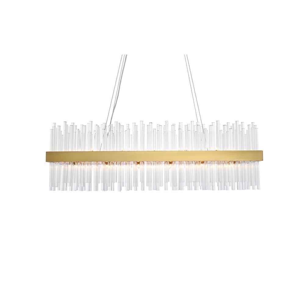 Dallas 42 inch rectangle crystal pendant in satin gold. Picture 2