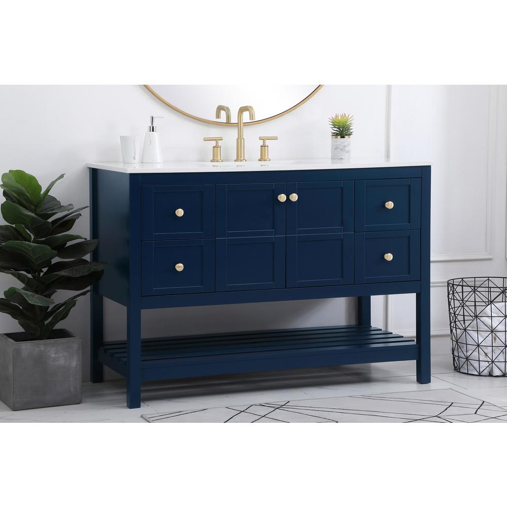 48 inch Single Bathroom Vanity in Blue. Picture 2