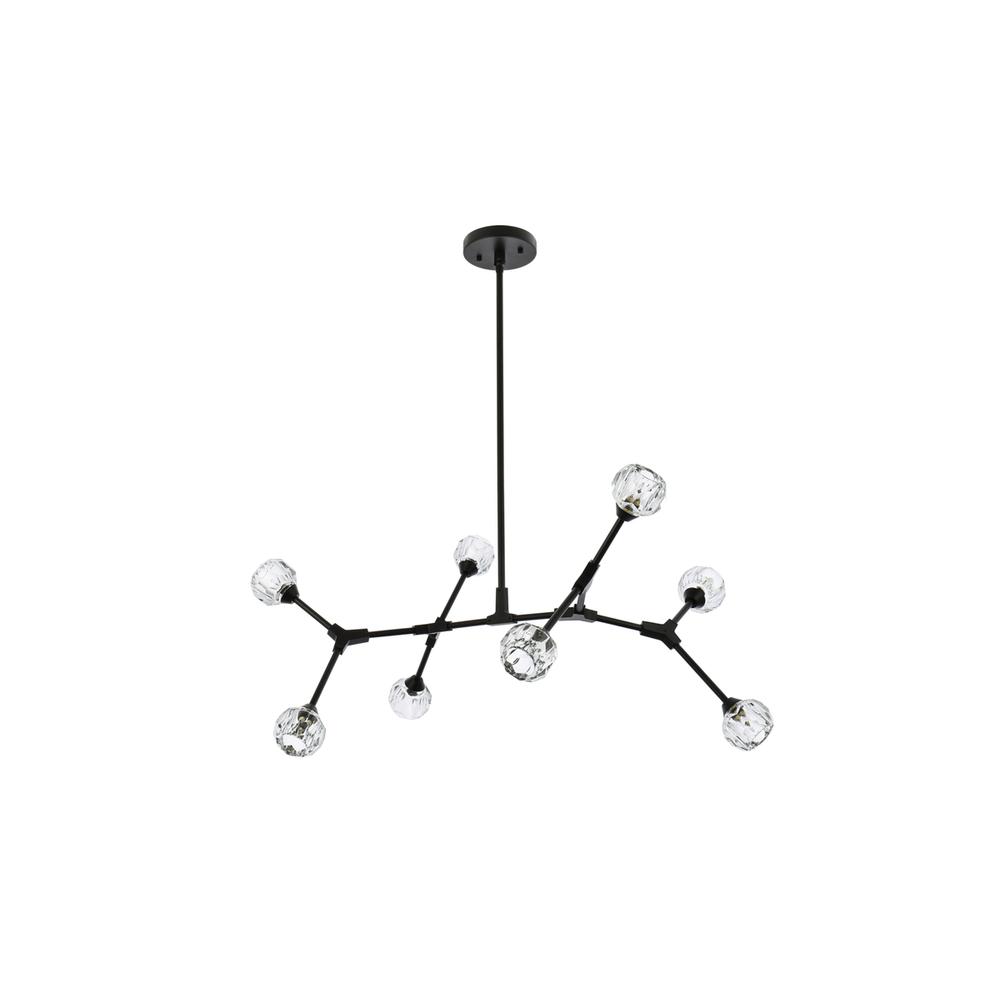 Zayne 8 Light Pendant in Black. Picture 6