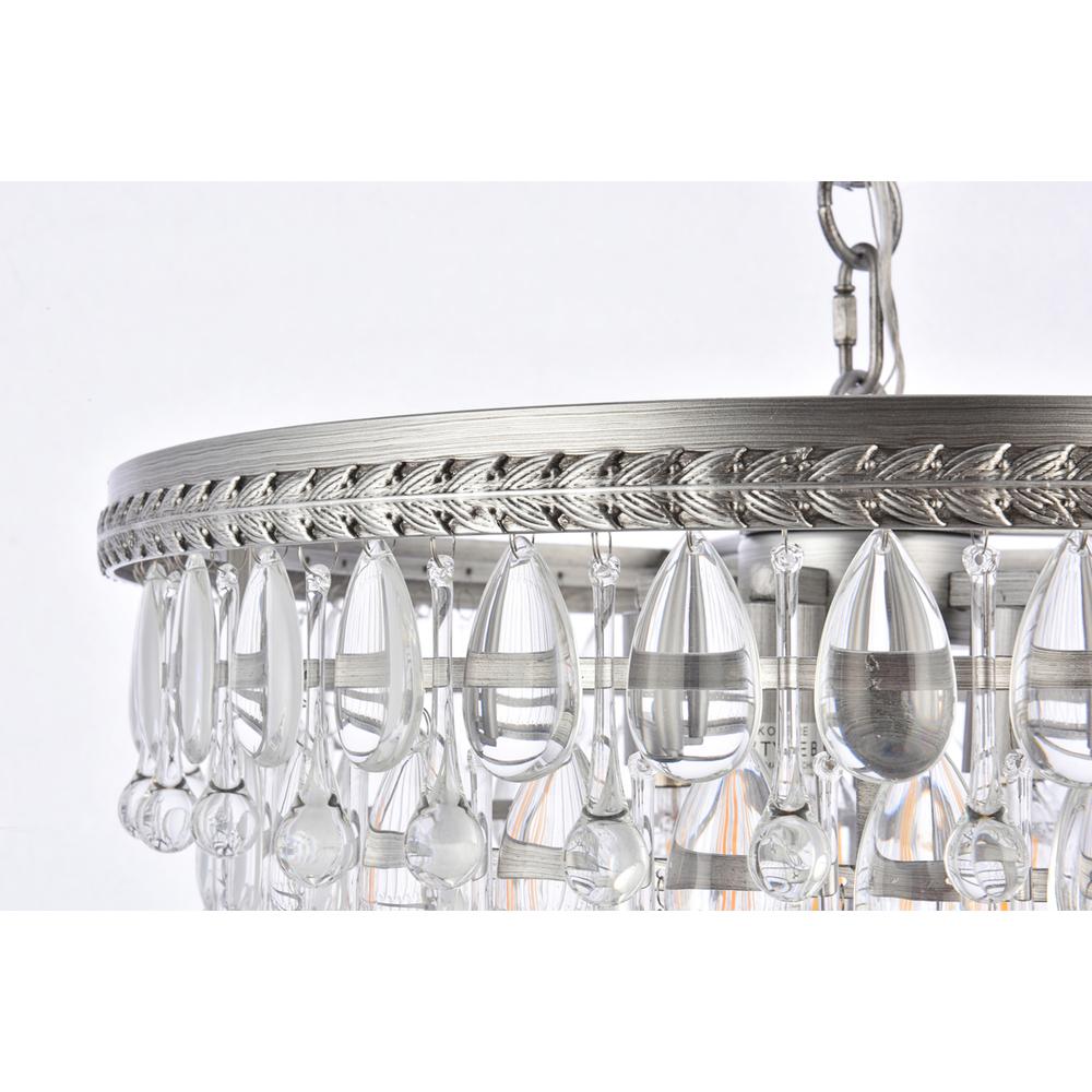 Nordic 5 light antique silver Pendant Clear Royal Cut Crystal. Picture 4