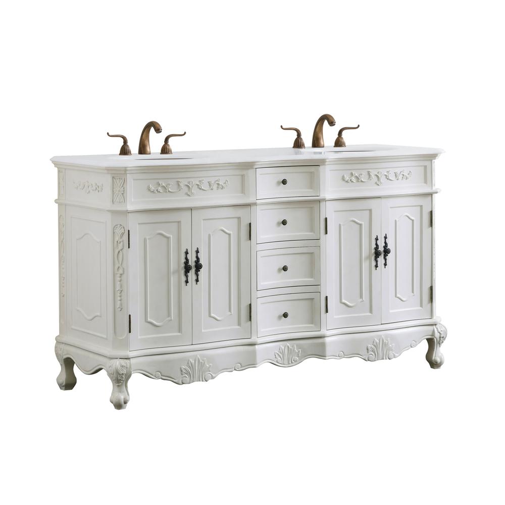 60 inch Double Bathroom vanity in antique white. Picture 10