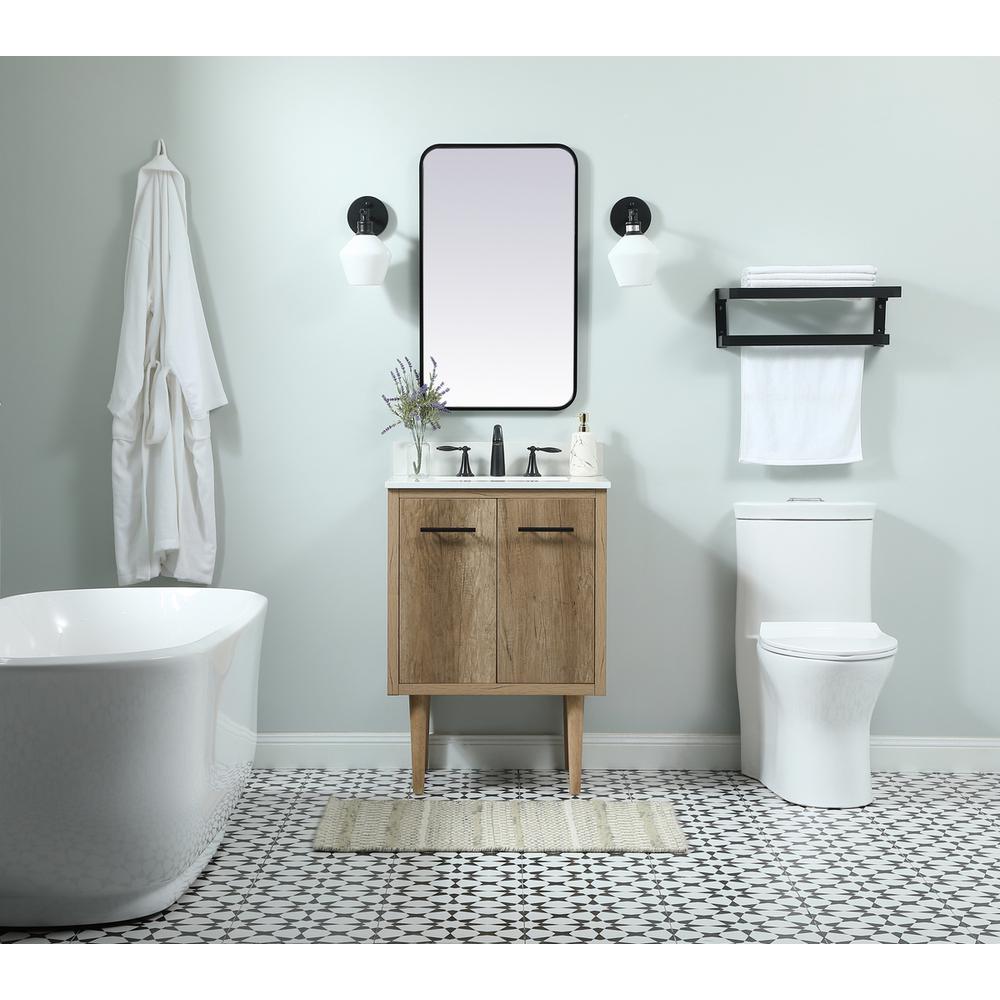 24 inch Single bathroom vanity in natural oak with backsplash. Picture 4