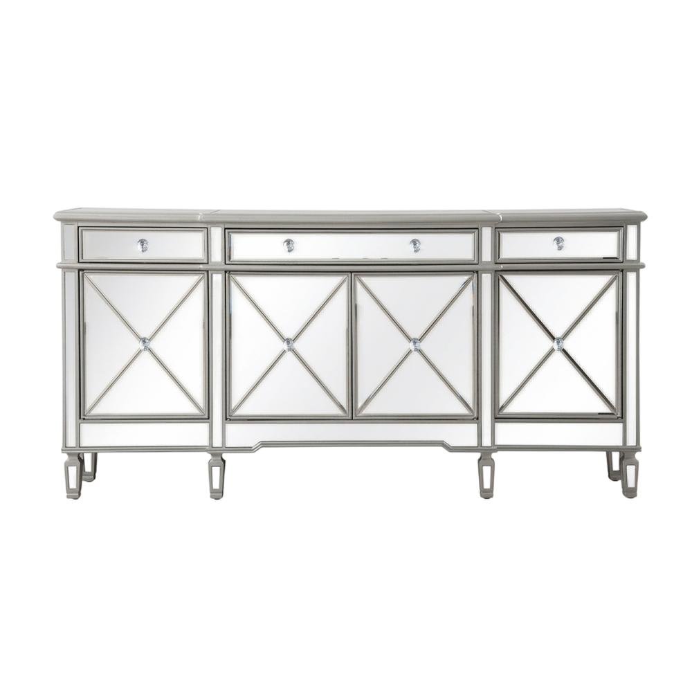 Silver mirrored credenza with spacious tabletop and elegant design. Picture 4