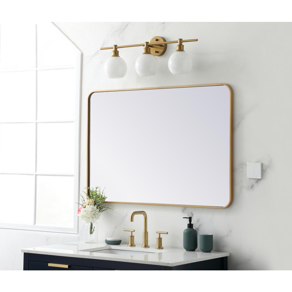 Soft corner metal rectangular mirror 28x42 inch in Brass. Picture 2