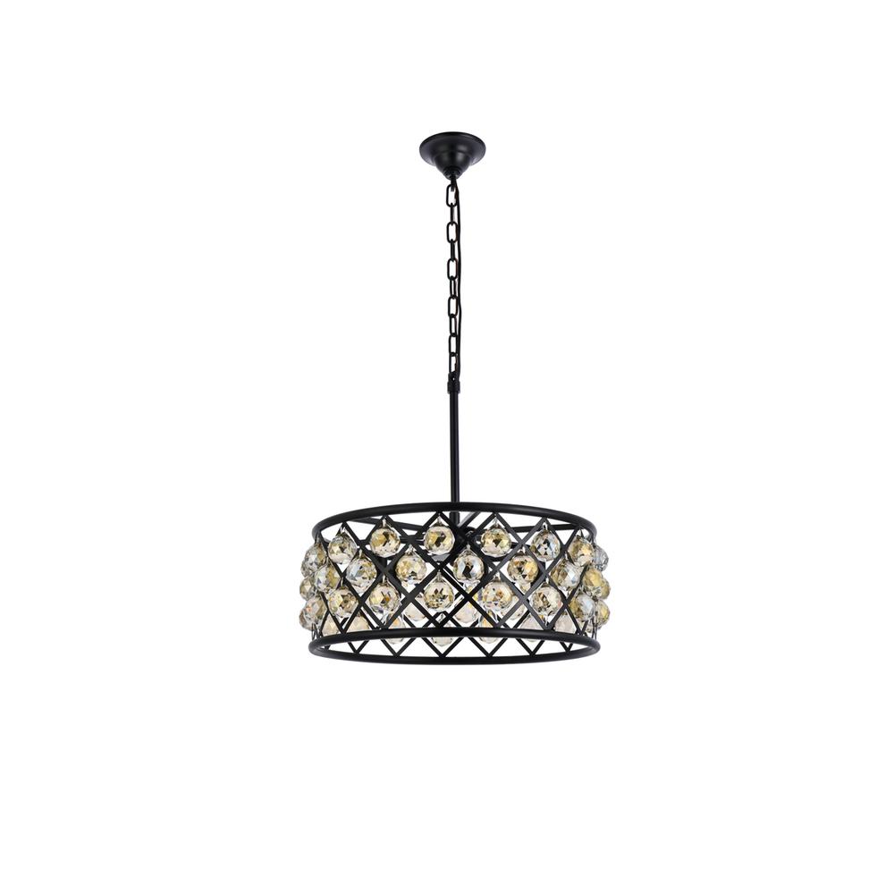 Madison 5 light Matte Black Chandelier Golden Teak (Smoky) Royal Cut Crystal. Picture 6