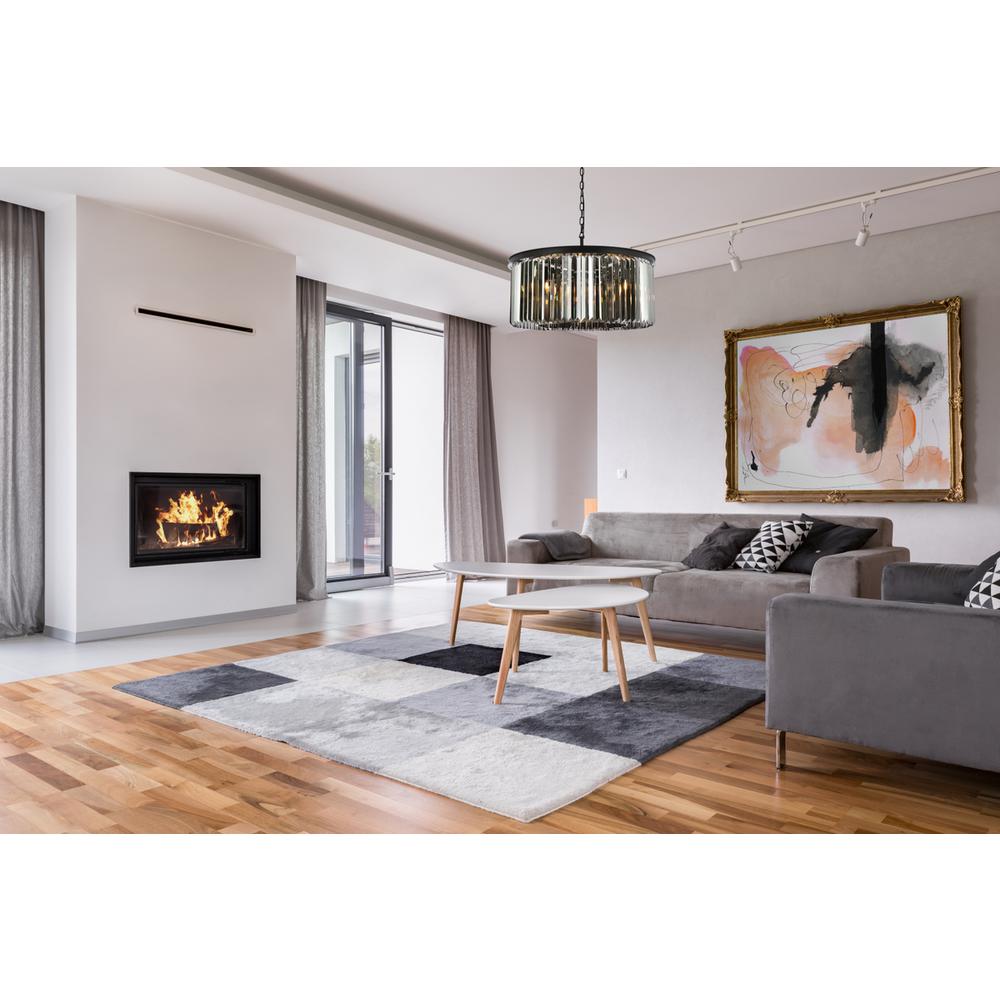 Sydney 8 light Matte Black Chandelier Silver Shade (Grey) Royal Cut Crystal. Picture 7